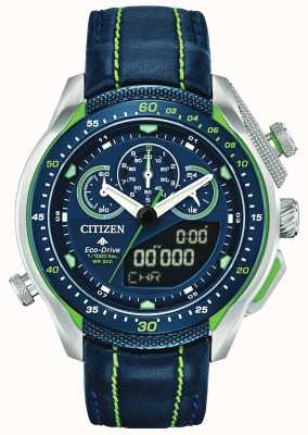 Citizen Promaster sst | hora mundial | pulseira de couro azul JW0138-08L