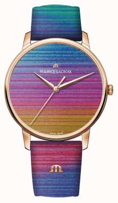 Maurice Lacroix Edição limitada do arco-íris Eliros | pulseira de couro arco-íris EL1118-PVP01-090-1