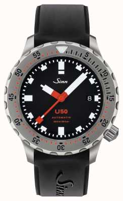 Sinn U50 | relógio de mergulho preto de silicone 1050.010 BLACK RUBBER