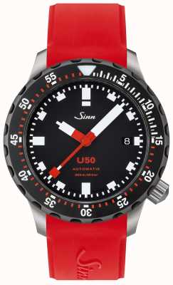 Sinn U50 sdr | pulseira de borracha vermelha | mostrador preto 1050.040