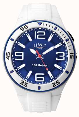 Limit Unissex | pulseira de borracha branca | mostrador azul 5763.65