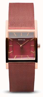 Bering Clássico das mulheres | ouro rosa polido | pulseira de malha vermelha 10426-363-S