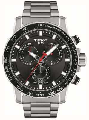 Tissot Supersport chrono | mostrador preto | pulseira de aço inoxidável T1256171105100