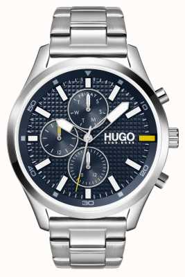 HUGO # Compra masculina | mostrador azul | relógio de aço inoxidável 1530163