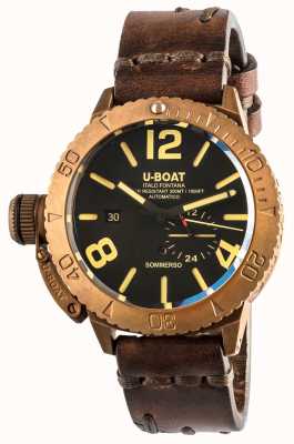 U-Boat Sommerso 46 bronze pulseira automática de couro marrom 8486