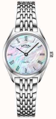 Rotary Relógio ultrafino feminino com pulseira de prata LB08010/41