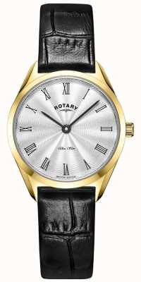 Rotary Relógio ultrafino feminino de couro dourado LS08013/01