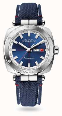 Herbelin Newport herança automática | pulseira de couro azul | mostrador azul 1764/42