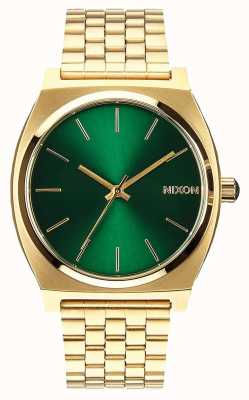 Nixon contador de tempo | ouro / raio de sol verde | pulseira de aço ouro ip | mostrador verde A045-1919-00