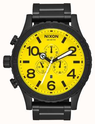 Nixon 51-30 crono | todo preto / amarelo | pulseira de aço ip preto | mostrador amarelo A083-3132-00