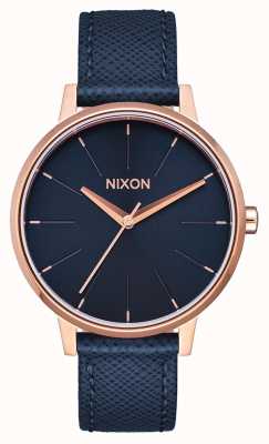 Nixon Couro Kensington | marinha / ouro rosa | pulseira de couro azul | mostrador azul A108-2195-00