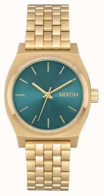 Nixon Caixa de tempo médio | ouro claro / turquesa | pulseira de aço ip de ouro A1130-2626-00