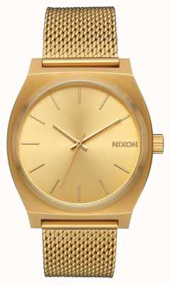 Nixon Time Teller milanesa | todo ouro | malha de aço ouro ip | mostrador de ouro A1187-502-00