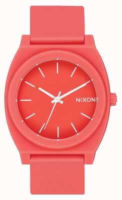 Nixon Contador de tempo p | coral fosco | pulseira de silicone coral | mostrador coral A119-3013-00