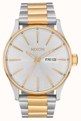 Nixon Sentry ss | prata / ouro | pulseira de aço em dois tons | mostrador prateado A356-1921-00