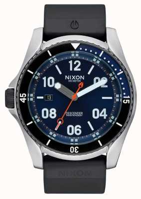 Nixon Esporte descendente | raio de sol azul | pulseira de silicone preta | mostrador azul A960-1258-00