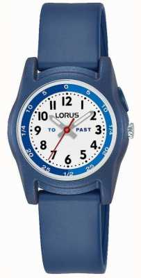 Lorus Professor do tempo das crianças (28 mm) mostrador branco / silicone azul R2355NX9