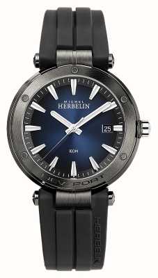 Herbelin Newport masculino | pulseira de borracha preta | mostrador azul 12288/G15CA