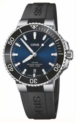 ORIS Aquis data automático (41,5 mm) mostrador azul / pulseira de borracha preta 01 733 7766 4135-07 4 22 64FC