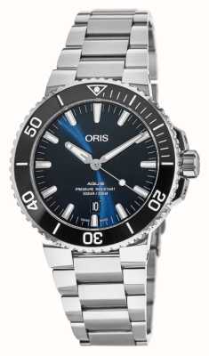 ORIS Aquis data automático (41,5 mm) mostrador azul / pulseira em aço inoxidável 01 733 7766 4135-07 8 22 05PEB