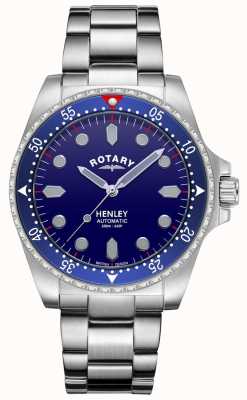 Rotary Masculino | henley | automático | mostrador azul | pulseira de aço inoxidável GB05136/05
