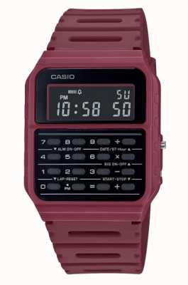 Casio Relógio retro calculadora | pulseira de resina vermelha escura | mostrador preto CA-53WF-4BEF