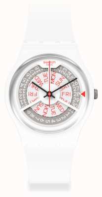 Swatch N-igma branco | pulseira de silicone branca | mostrador cinza / branco GW717