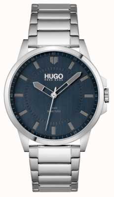 HUGO #primeiro | pulseira de aço inoxidável dos homens | mostrador azul 1530186