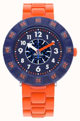 Flik Flak Ex-display-orangebrick | pulseira de silicone laranja | mostrador azul FCSP103-EX-DISPLAY