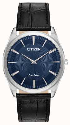 Citizen Stiletto | eco drive dos homens | pulseira de couro preta | mostrador azul AR3070-04L