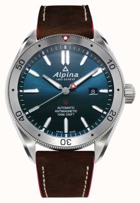 Alpina Alpiner 4 masculino automático | pulseira de couro marrom | mostrador azul AL-525NS5AQ6
