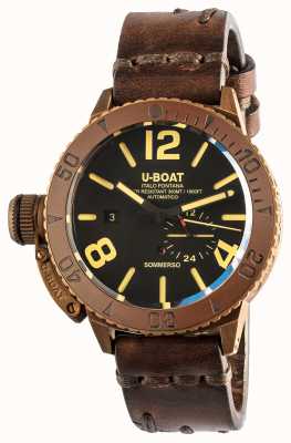 U-Boat Sommerso 46 | bronze | moldura de cerâmica | pulseira de couro marrom automática 8486/C