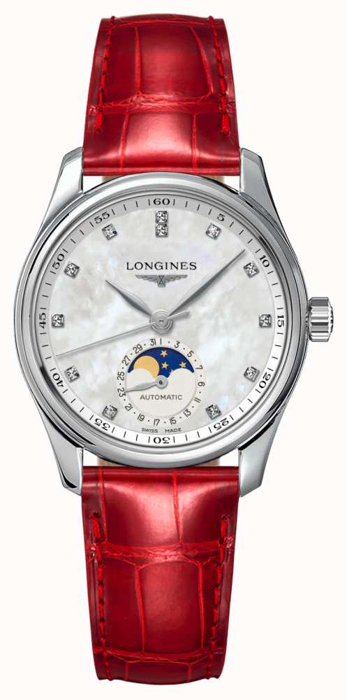 LONGINES Pulseira De Couro Vermelha De Mulher Da Cole o Master