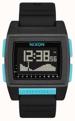 Nixon Maré base pro | tudo preto / azul | digital | pulseira de silicone preta A1307-602