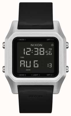 Nixon Grampo | prata / preto | digital | pulseira de silicone preta A1309-625