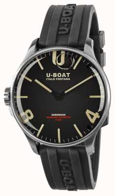 U-Boat Darkmoon 44mm mostrador preto | caixa de aço inoxidável | pulseira de borracha preta 8463/B