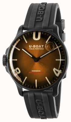 U-Boat Darkmoon 44 mm elegante ipb marrom / pulseira de borracha 8699/B