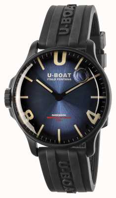 U-Boat Darkmoon 44mm azul imperial ipb/pulseira de borracha 8700/B