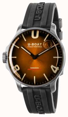 U-Boat Darkmoon 44mm elegante marrom ss / pulseira de borracha 8703/B
