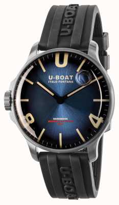 U-Boat Darkmoon 44mm azul imperial ss/pulseira de borracha 8704/B
