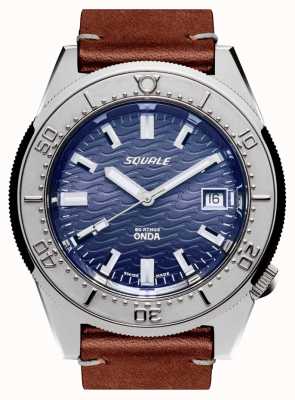 Squale 1521 couro onda | automático | mostrador azul | pulseira de couro marrom 1521ODG.PS-CINCUOBW