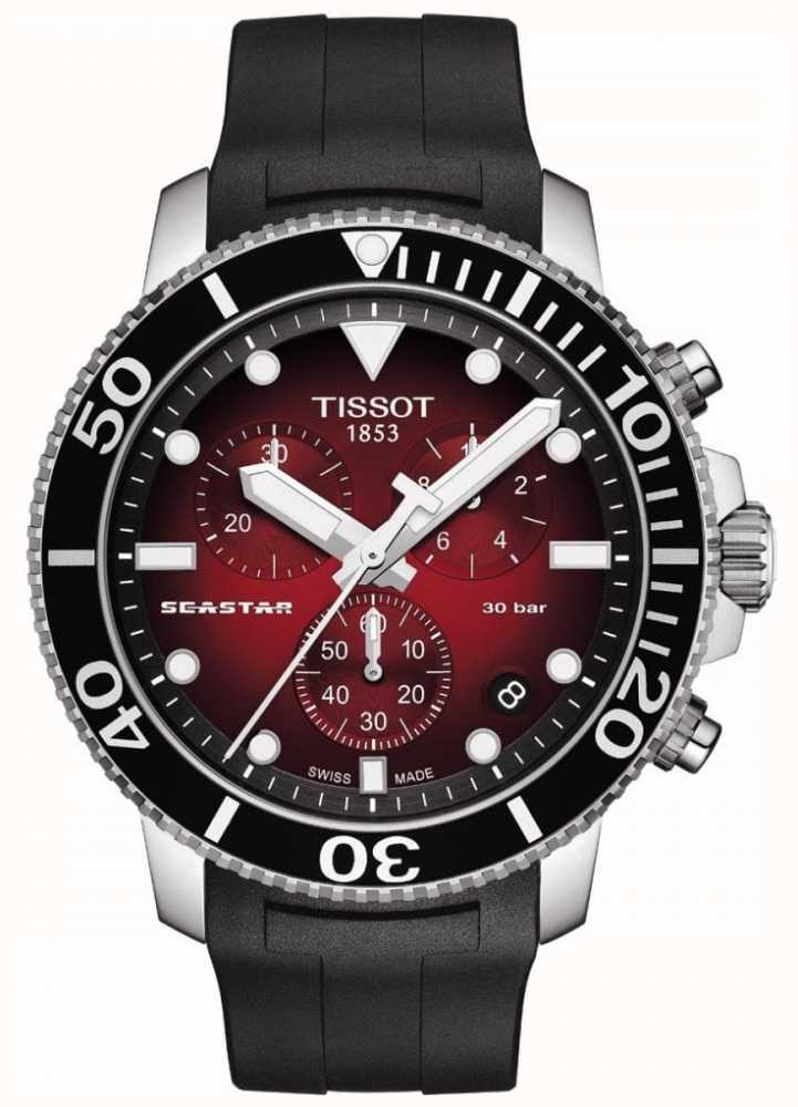 Tissot Seastar 1000 Cron grafo Mostrador Vermelho Pulseira