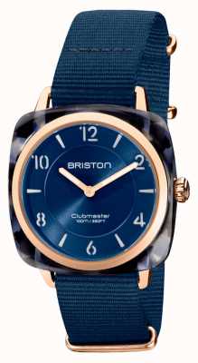 Briston Clubman chic | mostrador azul marinho 36 mm em ouro rosa | pulseira de nato azul marinho 21536.PRA.UB.33.NMB