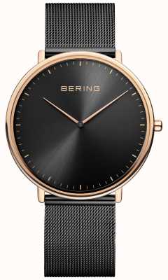 Bering Relógio unissex clássico preto e ouro rosa 15739-166