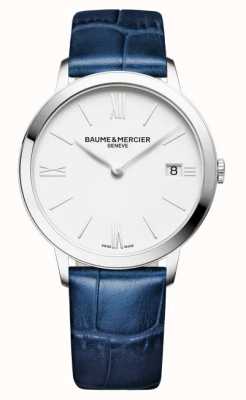 Baume & Mercier Quartzo Classima (36,5 mm) mostrador branco puro / pulseira de couro de bezerro azul M0A10355