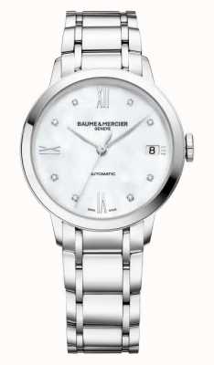 Baume & Mercier Classima diamante automático (34 mm) mostrador em madrepérola / pulseira em aço inoxidável M0A10496