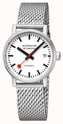 Mondaine Evo2 automático 35mm | pulseira em aço inoxidável | mostrador branco MSE.35610.SM