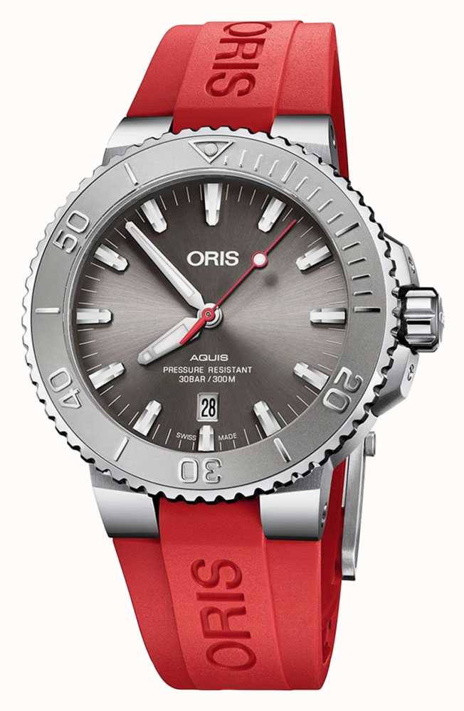 ORIS Bracelete De Borracha Vermelha Em Relevo Aquis Data 01 733