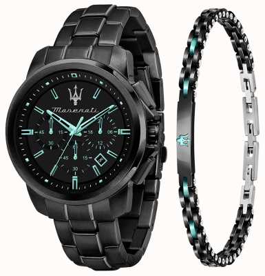 Maserati Conjunto de relógio e pulseira masculina edição Aqua R8873644004
