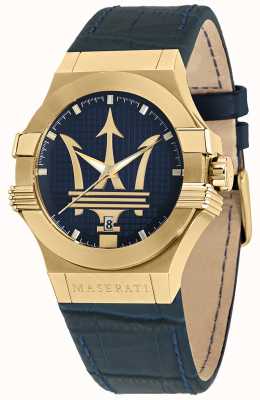 Maserati Relógio masculino Potenza com pulseira de couro azul R8851108035